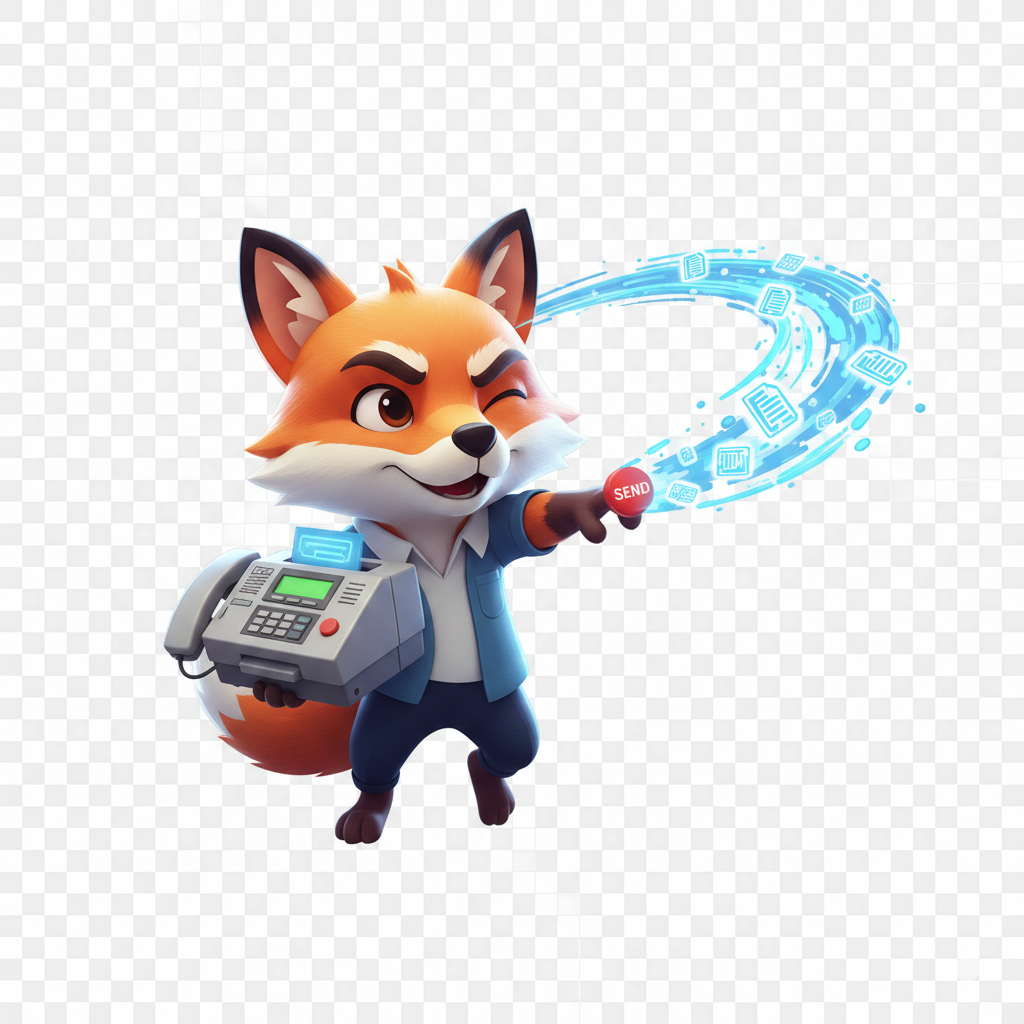 TigerFax mascot sending a fax
